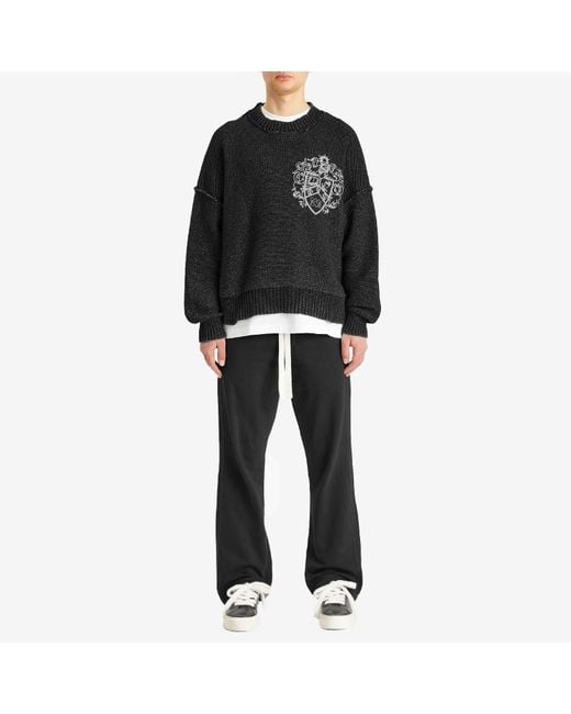 Cole Buxton Black Collegiate Crest Knit Sweater for men