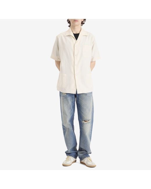 Maison Margiela Natural Stripe Short Sleeve Shirt for men