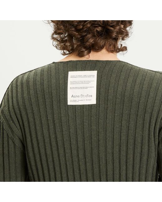 Acne Green Kartic Cotton Core Ribbed Jumper for men