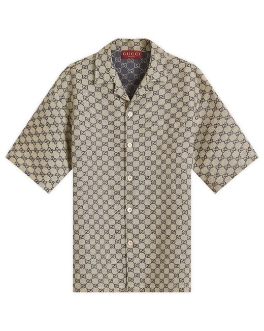 Gucci Brown Jacquard Gg Supreme Vacation Shirt for men