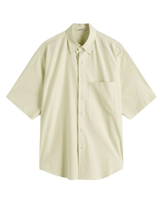 Auralee Natural Washed Finx Twill Big Half Sleeved Shirt for men