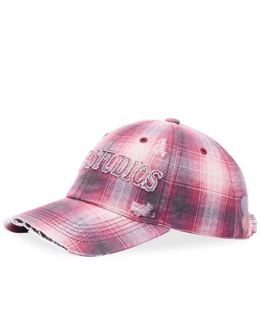 Acne Pink Plaid Check Cap for men