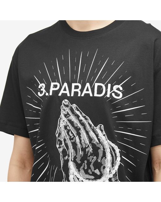 3.PARADIS Black Praying Hands T-Shirt for men