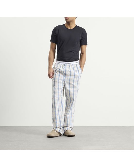 Calvin Klein Blue Cotton Poplin Sleep Pant for men