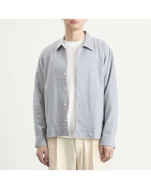 NN07 Blue Reed Check Seersucker Overshirt for men