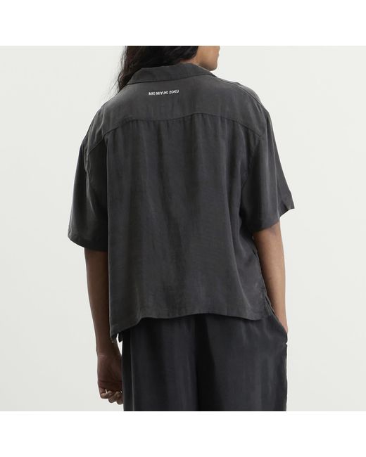 MKI Miyuki-Zoku Black Ribbed Cupro Vacation Shirt for men