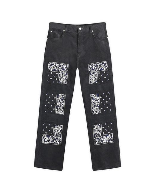 Nomarythm Textile Gray Bandana Embroidery Corduroy Trousers for men