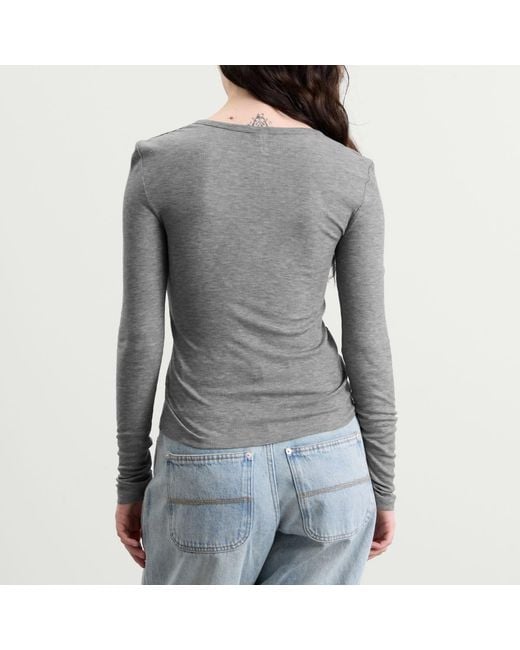 Samsøe & Samsøe Gray Sadodo Long Sleeve Henley Top