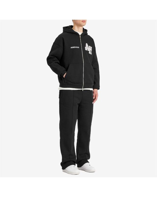 Annie Hood Black College Zip Hoodie for men