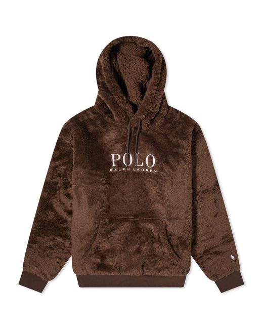 Polo Ralph Lauren Brown High Pile Fleece Hoodie for men