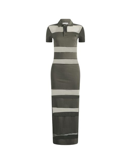Coperni Green Striped Sheer Polo Dress
