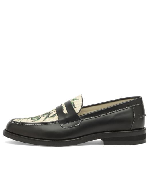 Duke & Dexter Black Wilde Raffia Penny Loafer for men