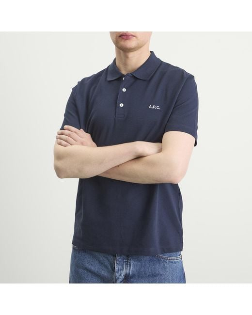 A.P.C. Blue Carter Logo Polo Shirt for men