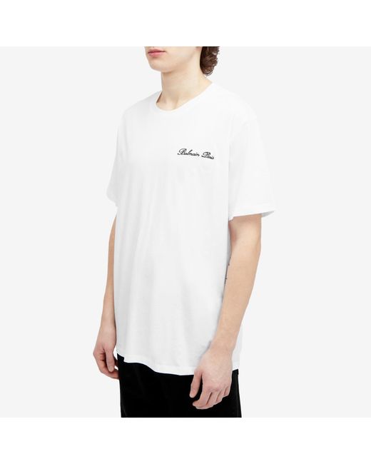 Balmain White Signature Logo T-Shirt for men