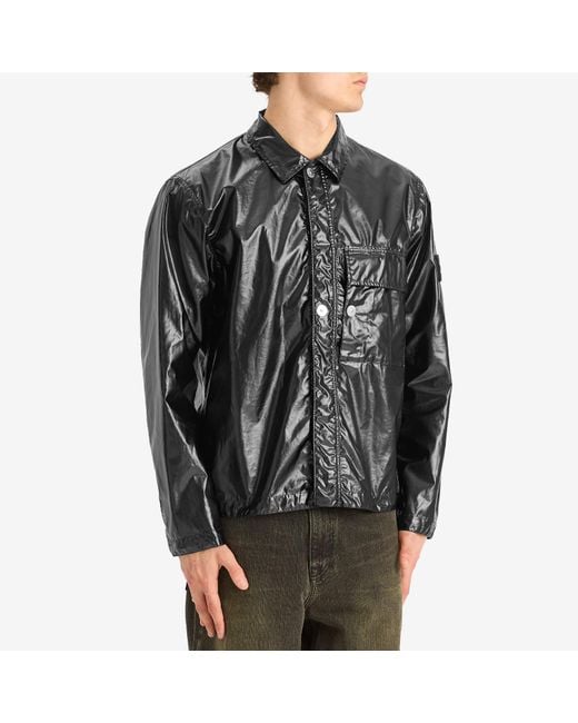 Stone Island Mussola Gommata-Tc Shirt Jacket in Black for Men | Lyst