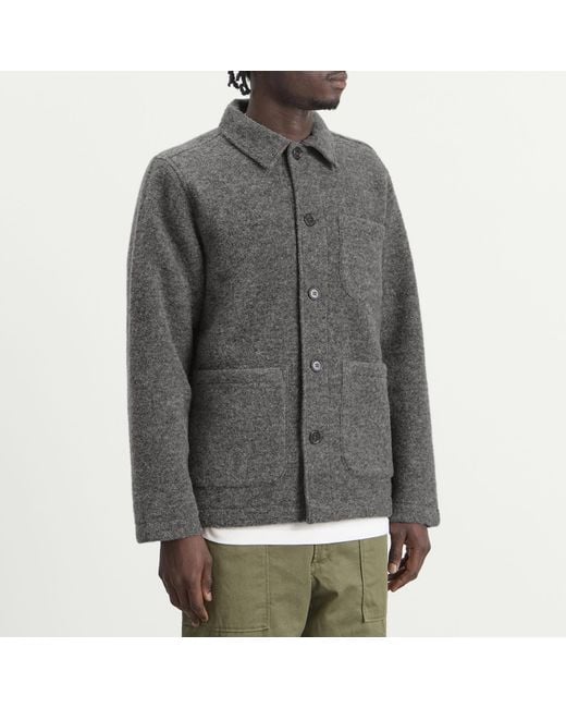 Universal Works Gray Wool Fleece Field Jacket for men