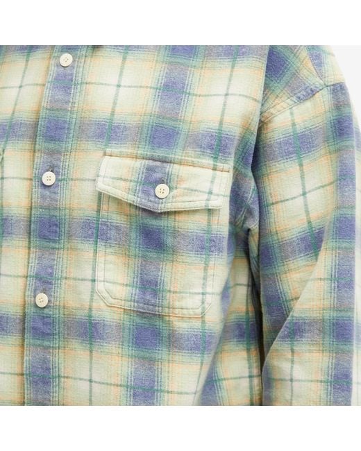 Visvim Blue Pioneer Checked Long Sleeve Shirt for men