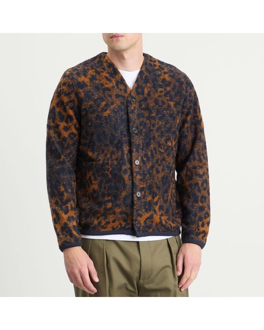 Universal Works Brown Night Leopard Cardigan for men