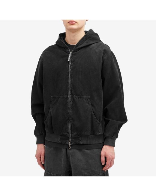 Palm Angels Black Curved Logo Corduroy Bomber Jacket for men