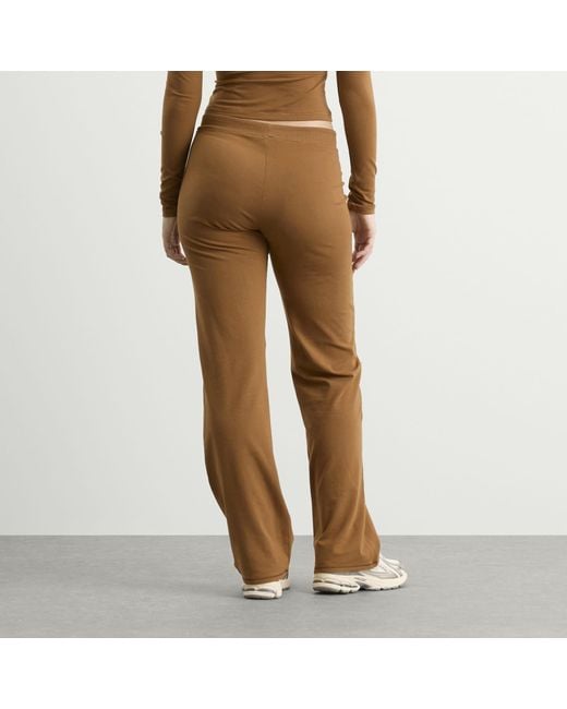 Skims Brown Cotton Jersey Straight Leg Pant