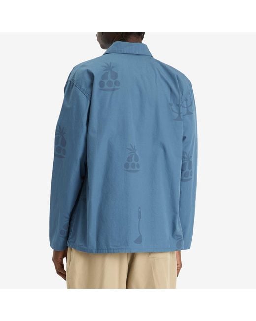 Service Works Blue Poplin Printed Chore Shirt for men