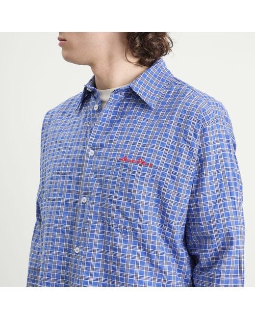 About Blank Blue Raw Hem Check Shirt for men