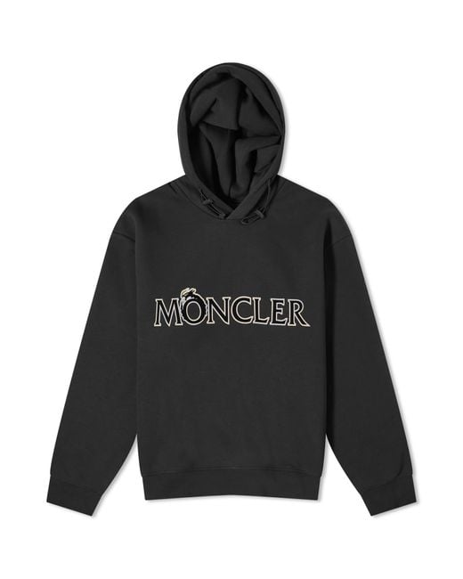 Moncler Black Dragon Flocked Logo Popover Hoody for men