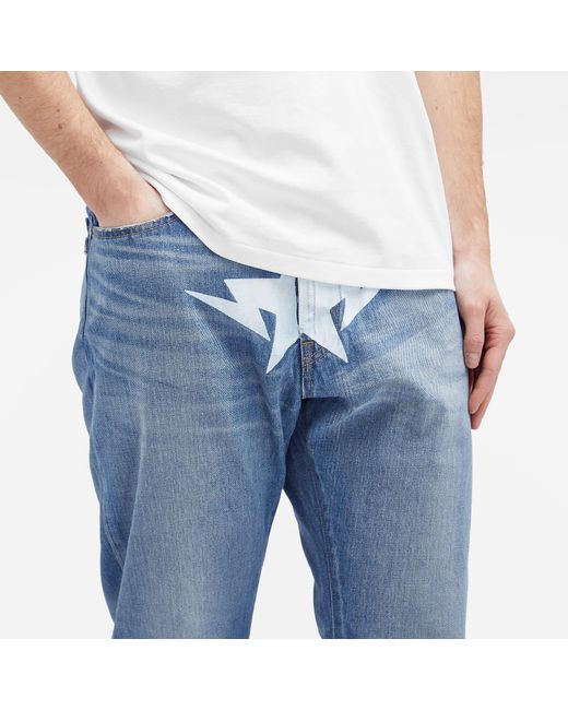 A Bathing Ape Blue Twin Star Relaxed Fot Jeans for men