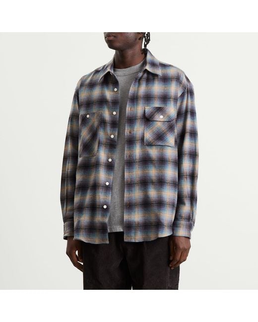 FRIZMWORKS Gray Flannel Check Work Shirt for men