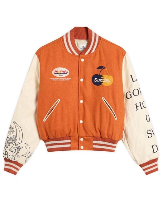 SUNDAYFRUITMARKET Orange Golden Hour Varsity Jacket