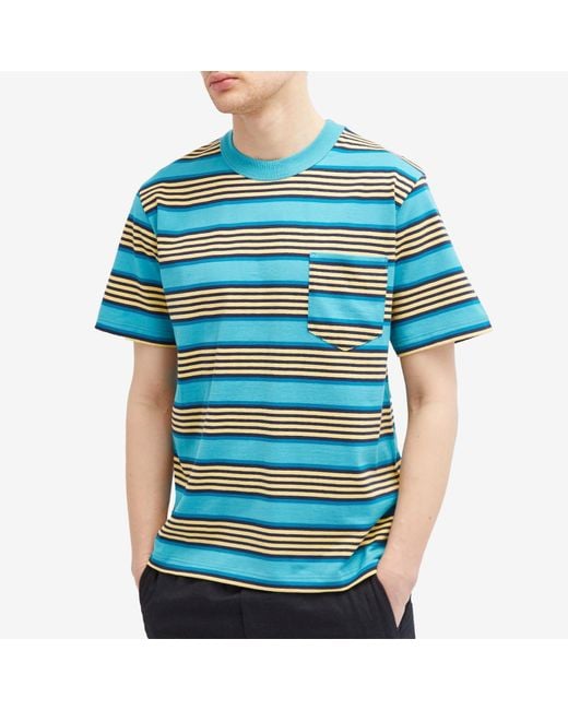 Armor Lux Blue Multi Stripe Pocket T-Shirt for men
