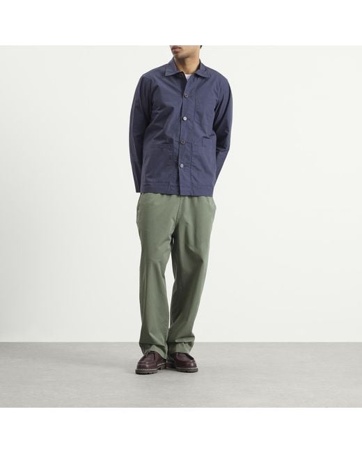 Universal Works Blue Peached Poplin Bakers Overshirt for men