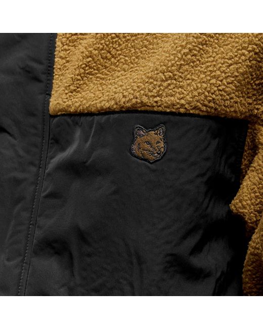 Maison Kitsuné College Fox Patch Color Block Fleece Jacket in