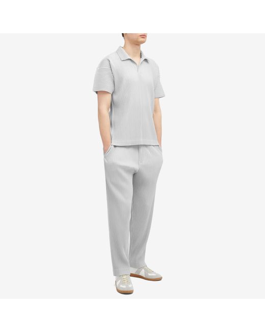Homme Plissé Issey Miyake Gray Pleated Straight Leg Trousers for men