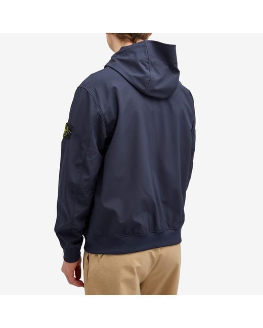 Stone Island Blue Soft Shell-R Hooded Jacket for men