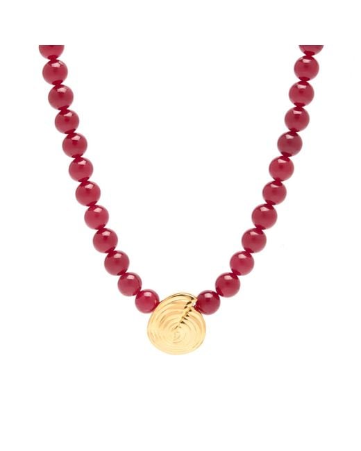 Missoma Red Spiral Gemstone Beaded Pendant Necklace