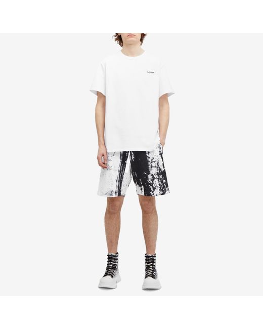 Alexander McQueen White Fold Print Sweat Shorts for men