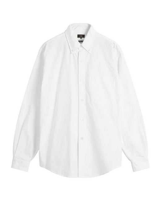 Beams Plus White Heavy Oxford Button Down Shirt for men