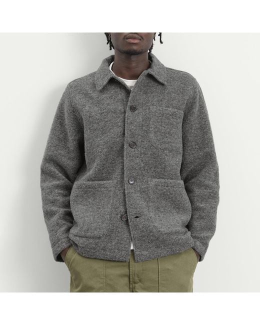 Universal Works Gray Wool Fleece Field Jacket for men