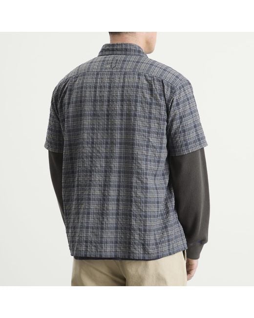 Thisisneverthat Gray Plaid Short Sleeve Fishing Shirt for men