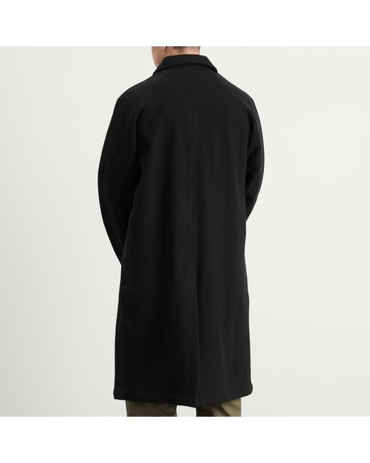 Universal Works Black Mowbray Wool Mac Coat for men