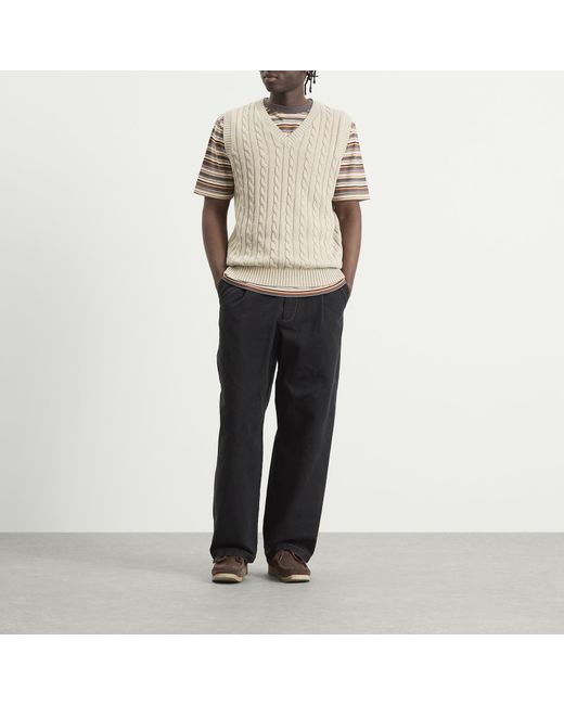Beams Plus Natural Cable Knit Vest for men