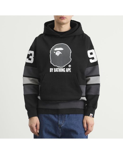 A Bathing Ape Black Bape Football Hoodie for men