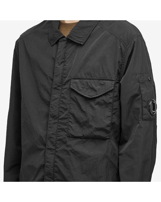 C P Company Black Chrome-R Full Zip Overshirt for men