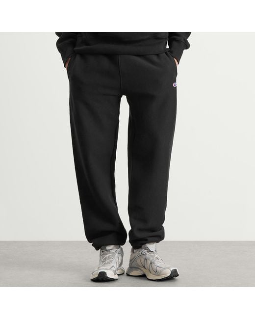 Champion Black Classic Cuffed Cotton Sweatpants for men