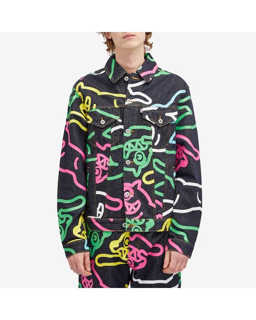 ICECREAM Green Jumbo Running Dog Denim Jacket for men
