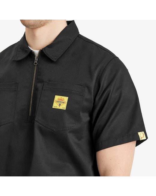 ICECREAM Black Quarter Zip Work Shirt for men