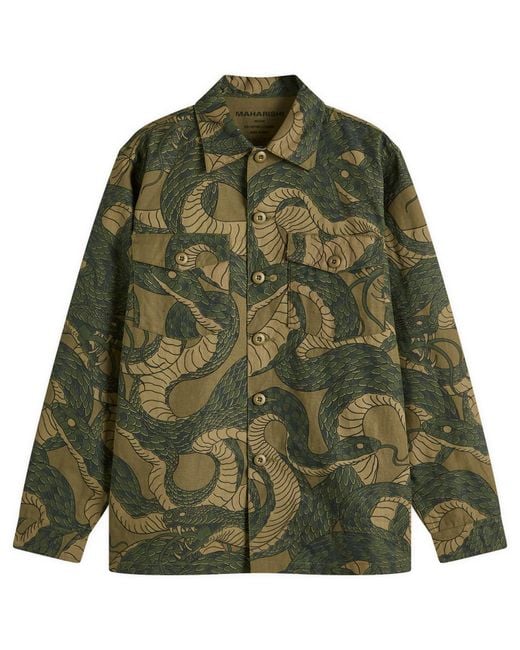 Maharishi Green Snakeskin Utility Overshirt for men
