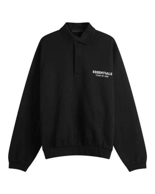 Fear Of God Black Core Logo Fleece Polo Sweatshirt for men