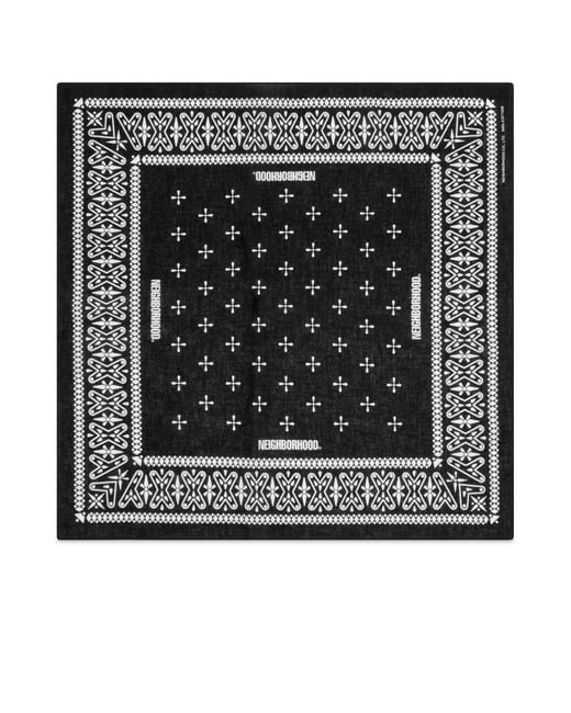 Neighborhood Black Cross Pattern Bandana for men